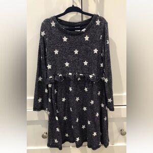 Gap Girls Navy Cozy Ruffle Trim Star Print Dress Size 5